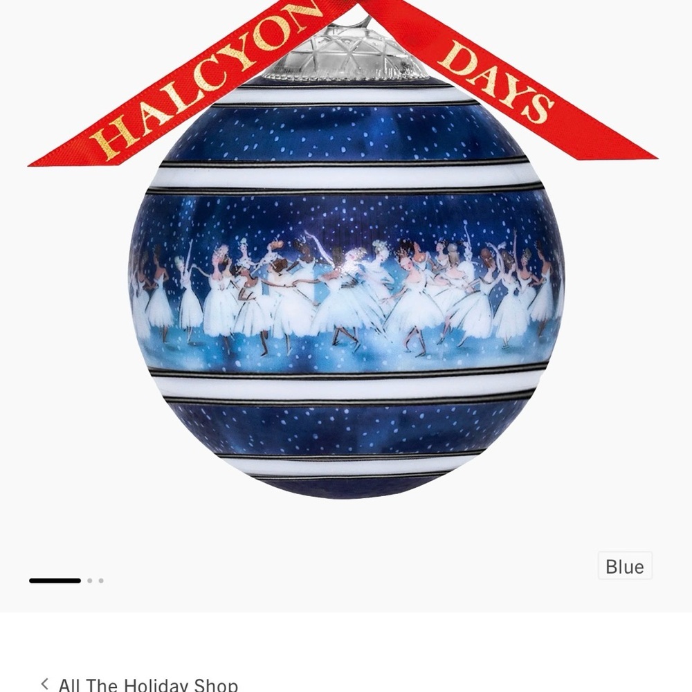 Halcyon Days Festive Blue and White Holiday Ornament